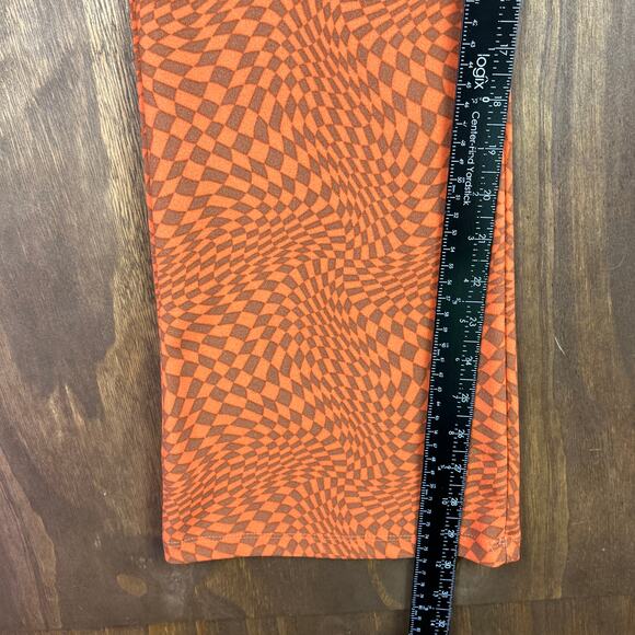 Cuidado Con El Perro Womens Pants Orange Checkered Illusion Pull On Leggings M - Picture 7 of 10